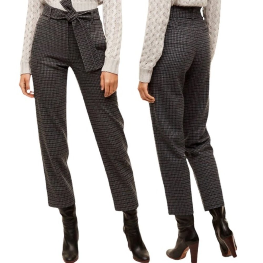 Aritzia Black and Gray Plaid Pants